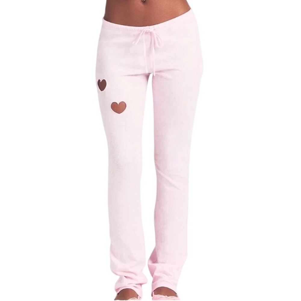 RARE*SKIMS Worn In Jersey Heart Straight Leg Pant Baby Pink Womens M NWT